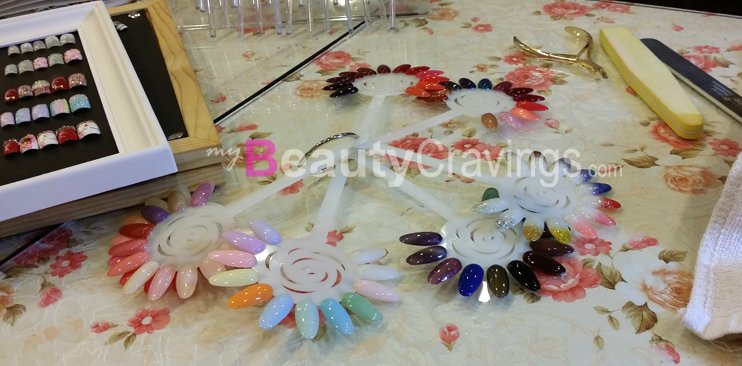 Gel color palette at De' Touch Beauty Care Nail Salon
