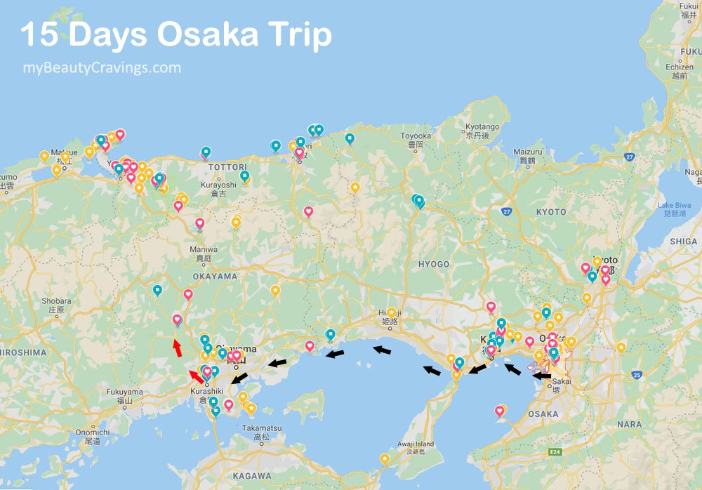 Osaka Trip & Around (Map Locations)